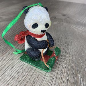 Danbury Mint The Baby Animal Ornaments Panda Bear On Sled Zoo